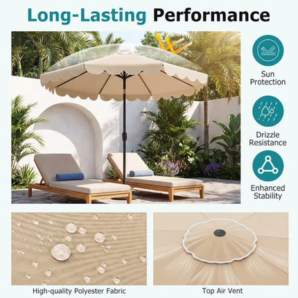 10 Feet Patio Umbrella Outdoor Market Umbrella with Crank Tilt Adjustment-Beige - Beige - Outdoor Umbrellas