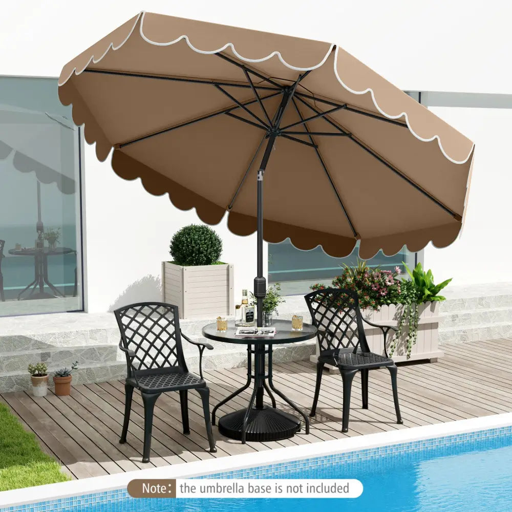 10 Feet Patio Umbrella Outdoor Market Umbrella with Crank Tilt Adjustment-Brown - Coffee - Outdoor Umbrellas