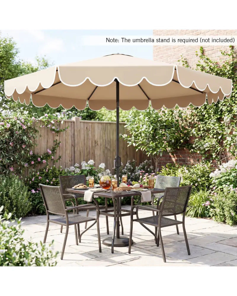 10 Feet Patio Umbrella Outdoor Market Umbrella with Crank Tilt Adjustment-Beige - Beige - Outdoor Umbrellas