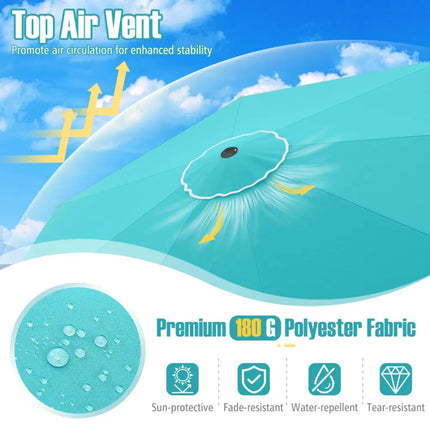 10 Feet Patio Umbrella Outdoor Market Umbrella with Crank Tilt Adjustment-Turquoise - Turquoise - Outdoor Umbrellas