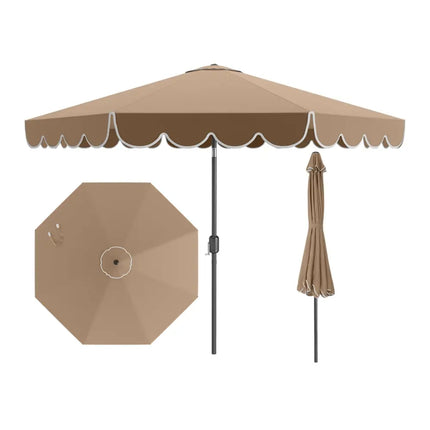 10 Feet Patio Umbrella Outdoor Market Umbrella with Crank Tilt Adjustment-Brown - Coffee - Outdoor Umbrellas