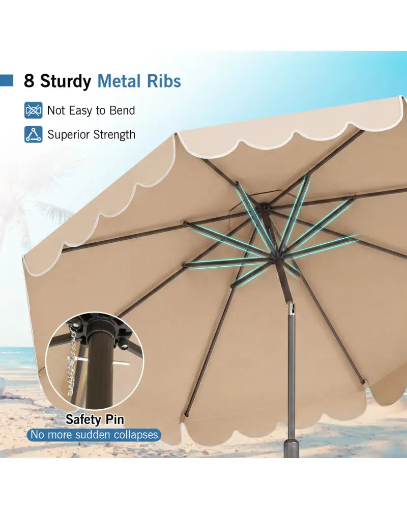10 Feet Patio Umbrella Outdoor Market Umbrella with Crank Tilt Adjustment-Beige - Beige - Outdoor Umbrellas