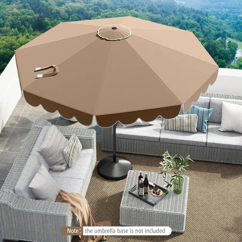 10 Feet Patio Umbrella Outdoor Market Umbrella with Crank Tilt Adjustment-Brown - Coffee - Outdoor Umbrellas
