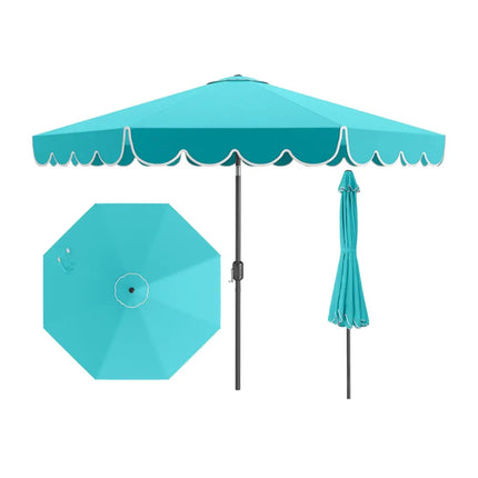10 Feet Patio Umbrella Outdoor Market Umbrella with Crank Tilt Adjustment-Turquoise - Turquoise - Outdoor Umbrellas