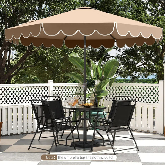 10 Feet Patio Umbrella Outdoor Market Umbrella with Crank Tilt Adjustment-Brown - Coffee - Outdoor Umbrellas
