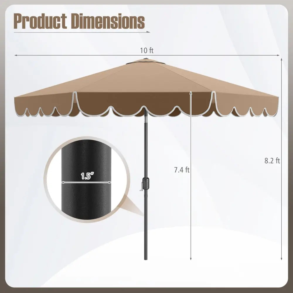 10 Feet Patio Umbrella Outdoor Market Umbrella with Crank Tilt Adjustment-Brown - Coffee - Outdoor Umbrellas