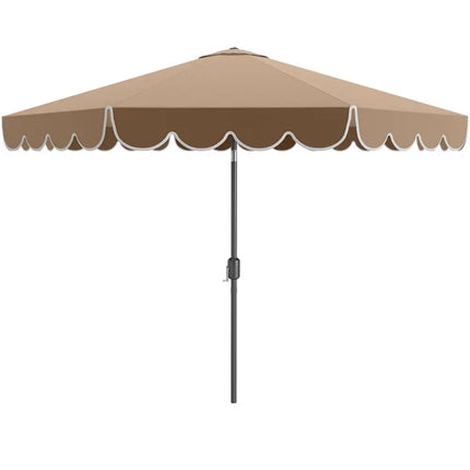 10 Feet Patio Umbrella Outdoor Market Umbrella with Crank Tilt Adjustment-Brown - Coffee - Outdoor Umbrellas