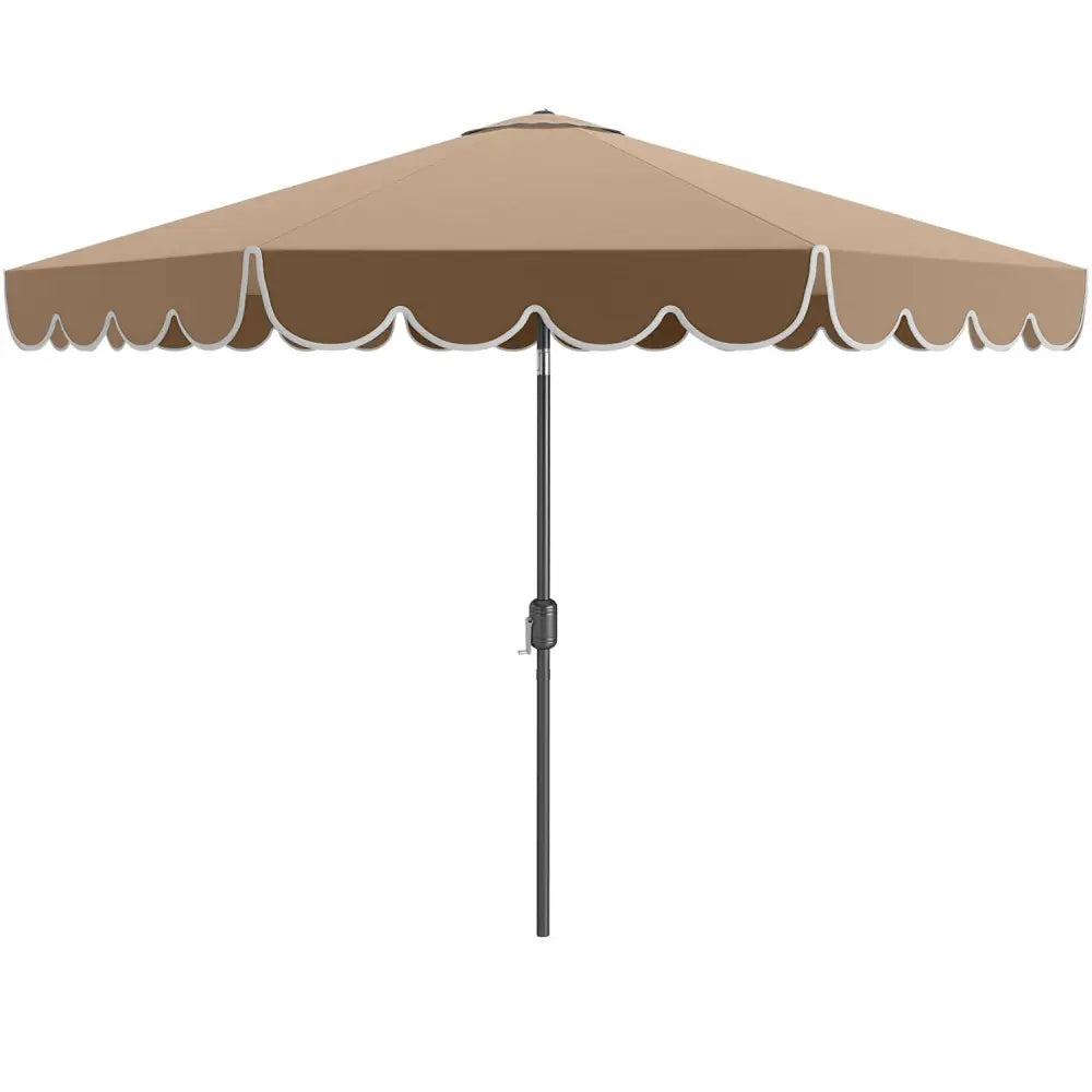 10 Feet Patio Umbrella Outdoor Market Umbrella with Crank Tilt Adjustment-Brown - Coffee - Outdoor Umbrellas