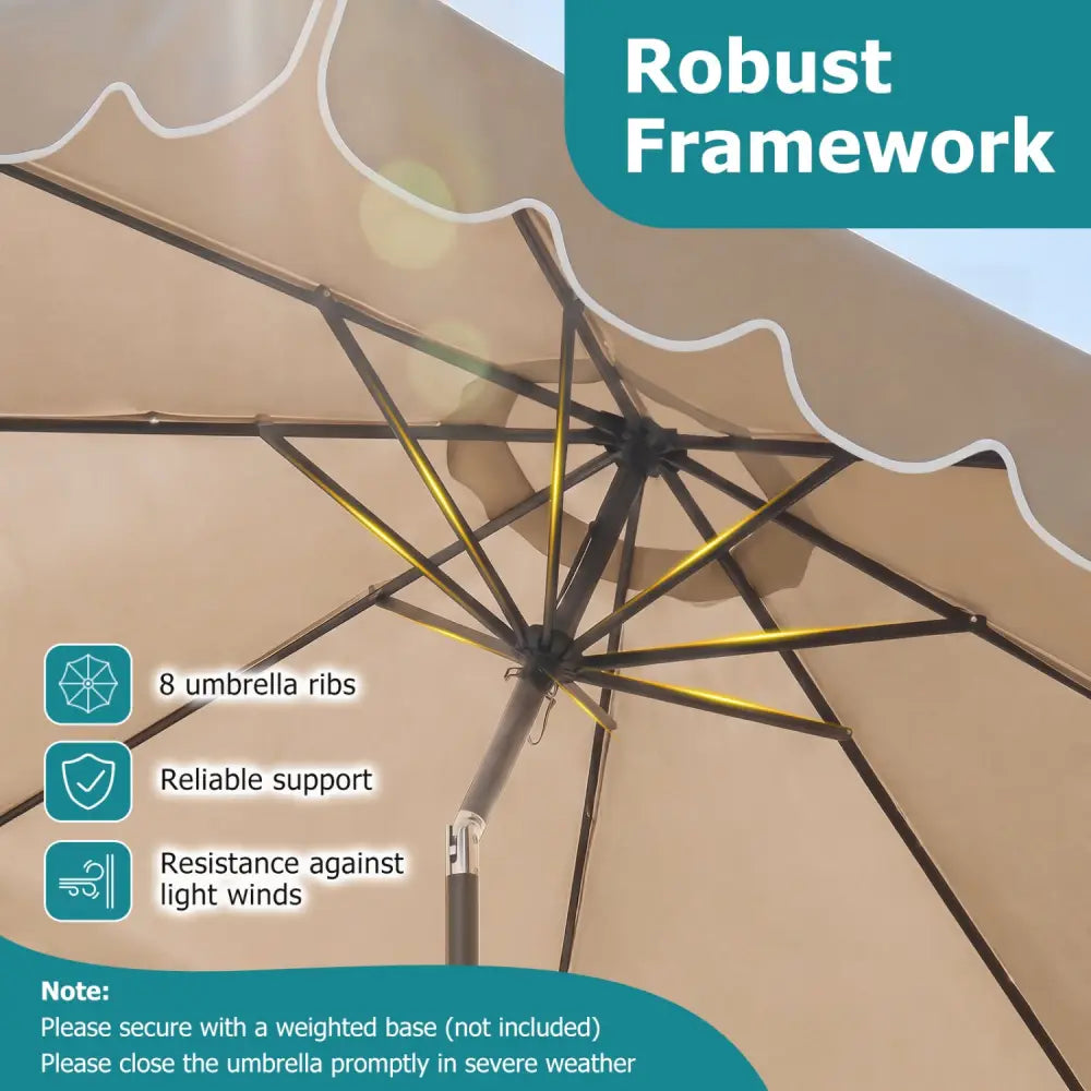 10 Feet Patio Umbrella Outdoor Market Umbrella with Crank Tilt Adjustment-Beige - Beige - Outdoor Umbrellas