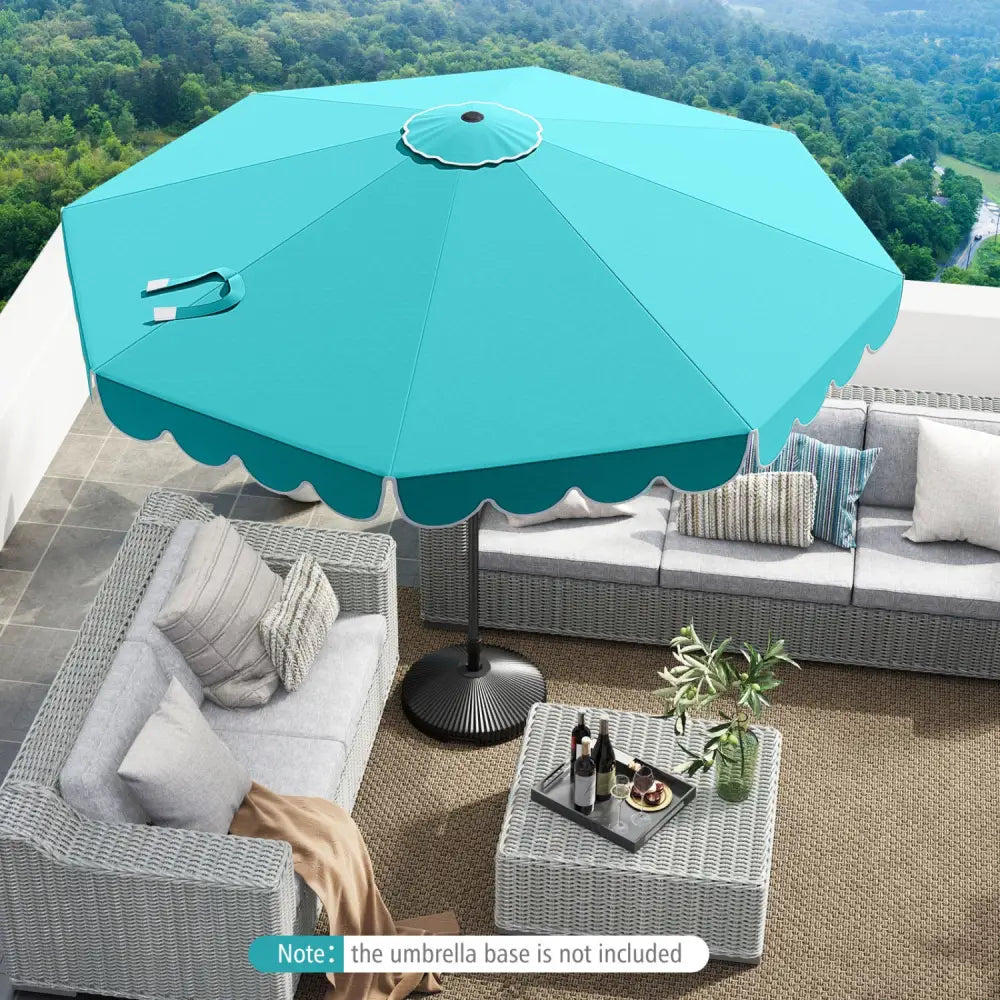 10 Feet Patio Umbrella Outdoor Market Umbrella with Crank Tilt Adjustment-Turquoise - Turquoise - Outdoor Umbrellas