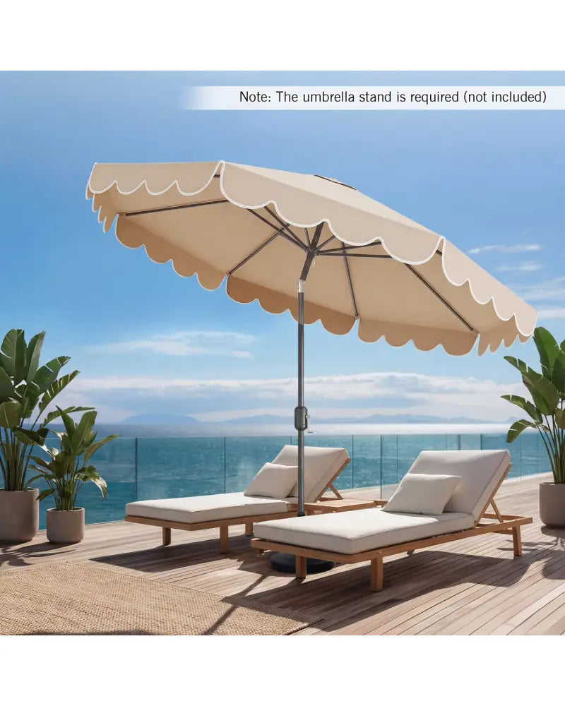 10 Feet Patio Umbrella Outdoor Market Umbrella with Crank Tilt Adjustment-Beige - Beige - Outdoor Umbrellas