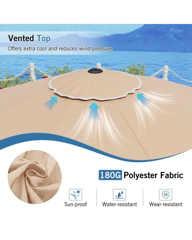 10 Feet Patio Umbrella Outdoor Market Umbrella with Crank Tilt Adjustment-Beige - Beige - Outdoor Umbrellas