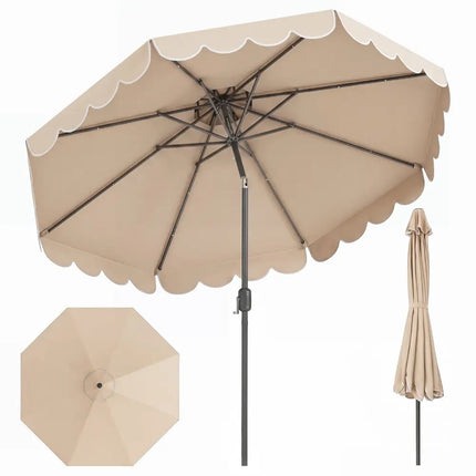 10 Feet Patio Umbrella Outdoor Market Umbrella with Crank Tilt Adjustment-Beige - Beige - Outdoor Umbrellas