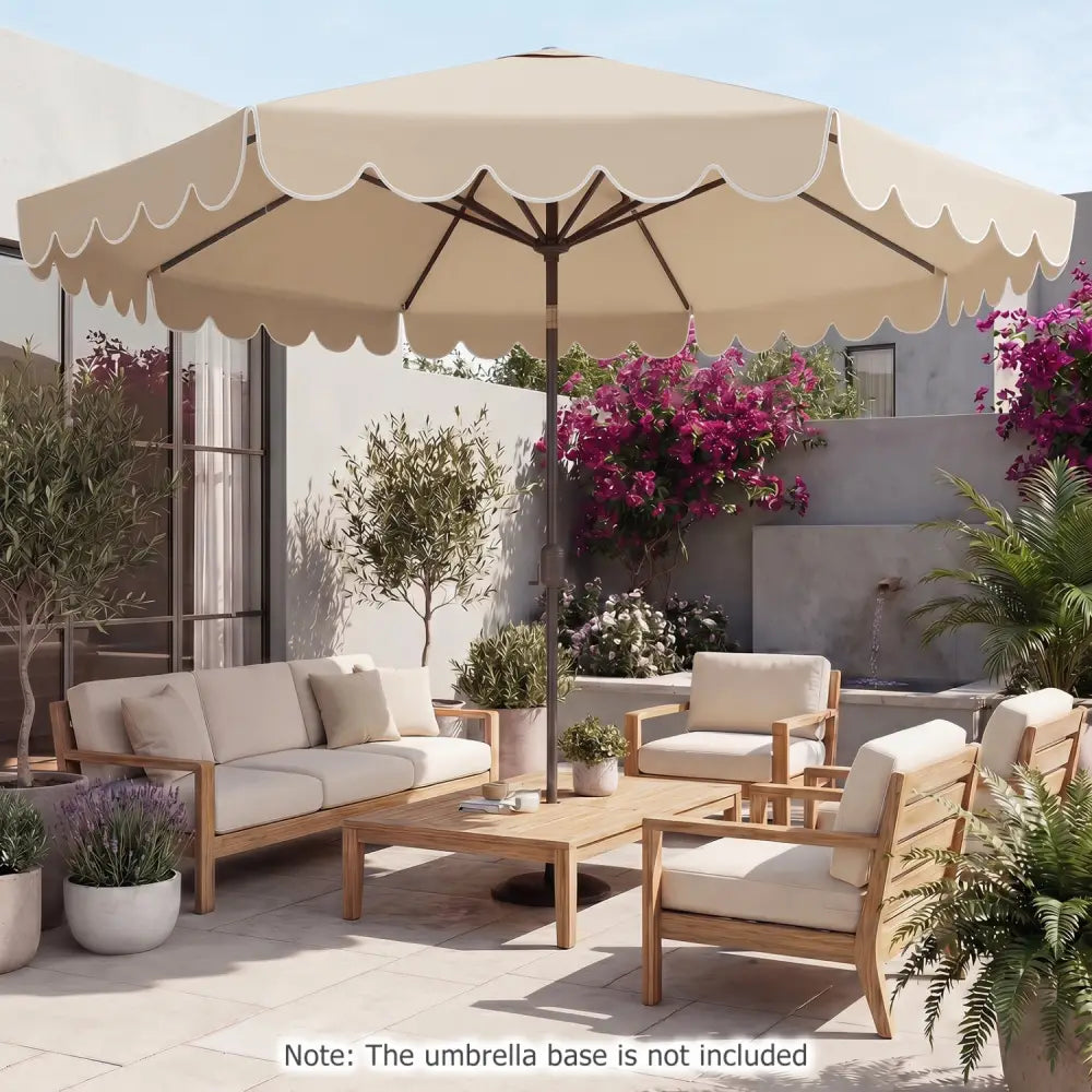 10 Feet Patio Umbrella Outdoor Market Umbrella with Crank Tilt Adjustment-Beige - Beige - Outdoor Umbrellas