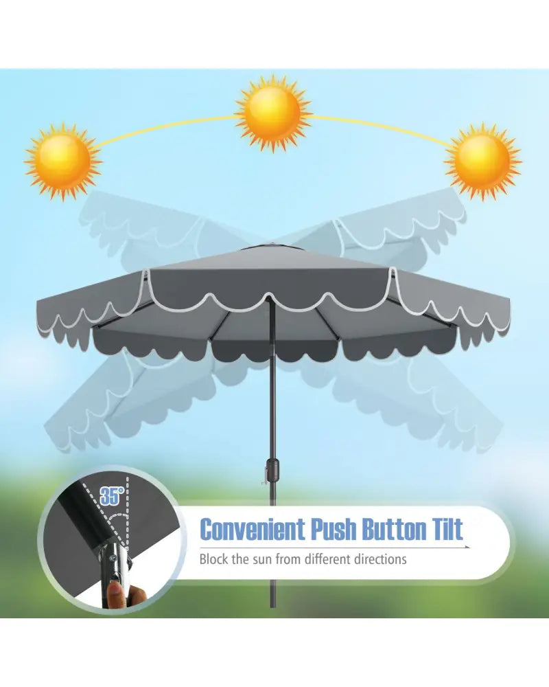 10 Feet Patio Umbrella Outdoor Market Umbrella with Crank Tilt Adjustment-Gray - Gray - Outdoor Umbrellas