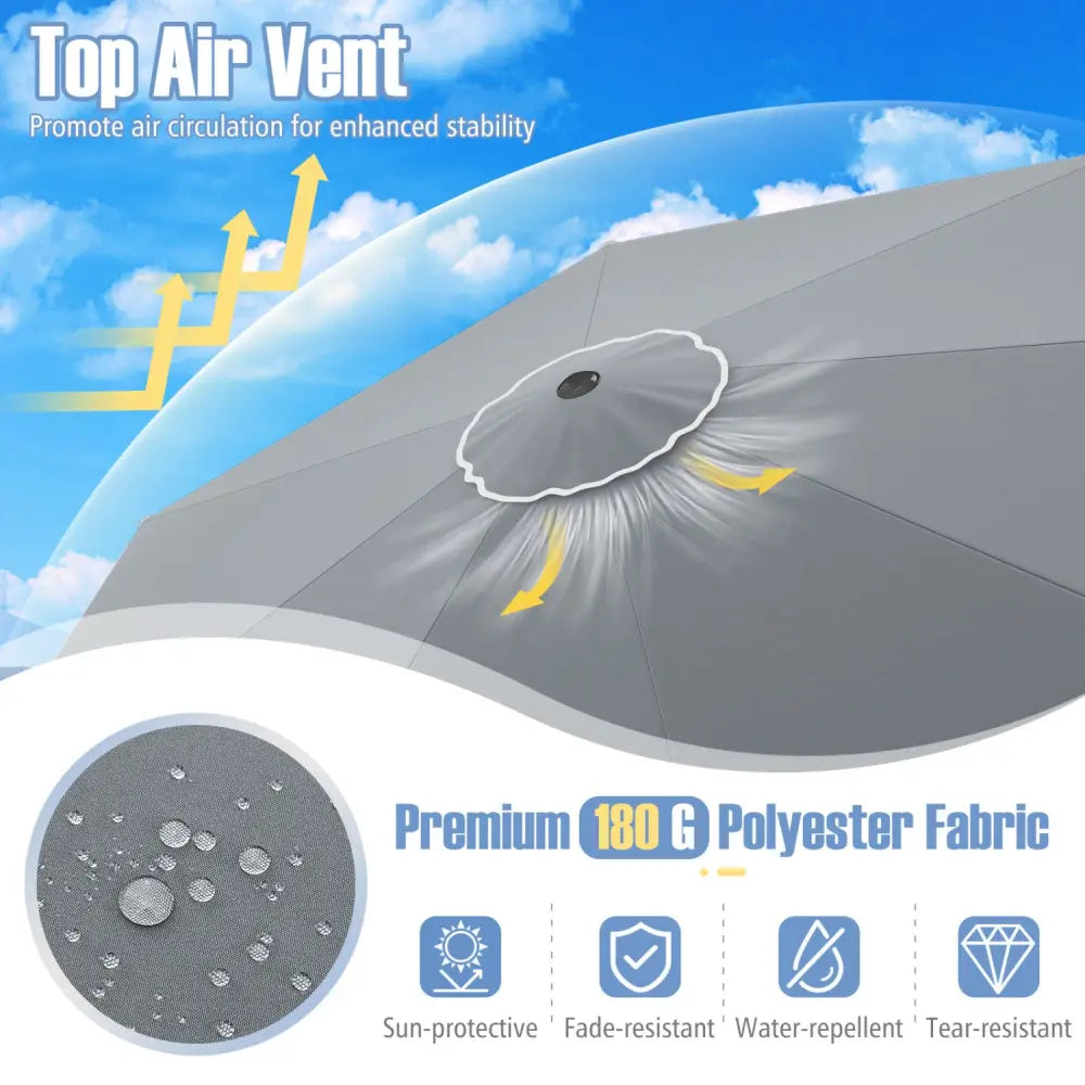 10 Feet Patio Umbrella Outdoor Market Umbrella with Crank Tilt Adjustment-Gray - Gray - Outdoor Umbrellas