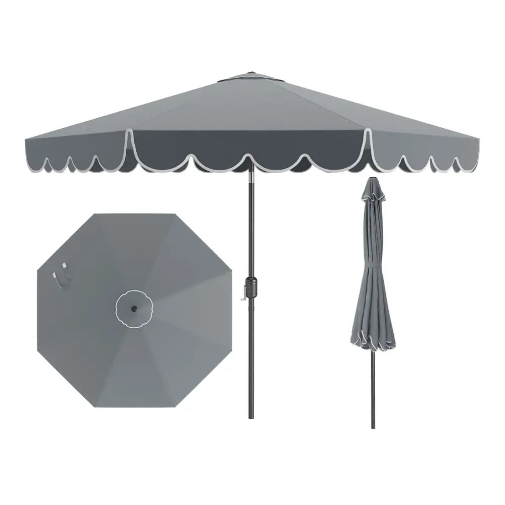 10 Feet Patio Umbrella Outdoor Market Umbrella with Crank Tilt Adjustment-Gray - Gray - Outdoor Umbrellas