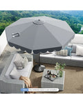 10 Feet Patio Umbrella Outdoor Market Umbrella with Crank Tilt Adjustment-Gray - Gray - Outdoor Umbrellas