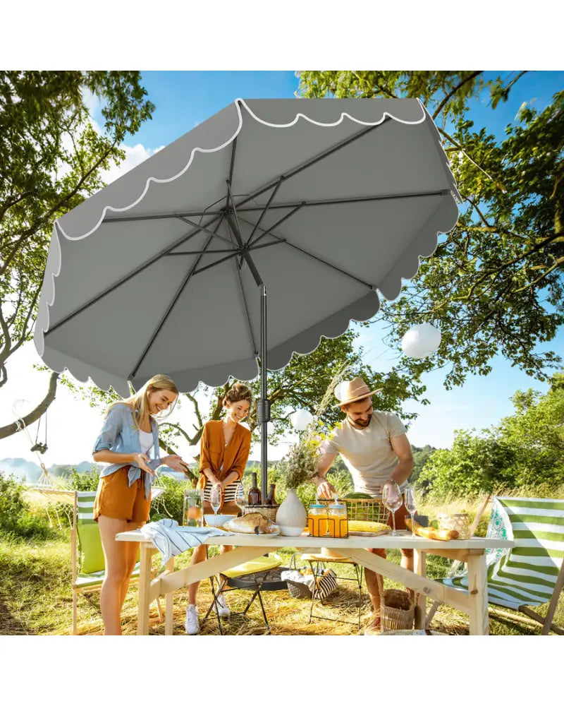 10 Feet Patio Umbrella Outdoor Market Umbrella with Crank Tilt Adjustment-Gray - Gray - Outdoor Umbrellas