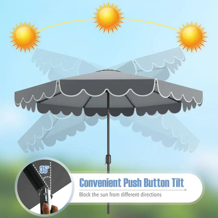 10 Feet Patio Umbrella Outdoor Market Umbrella with Crank Tilt Adjustment-Gray - Gray - Outdoor Umbrellas