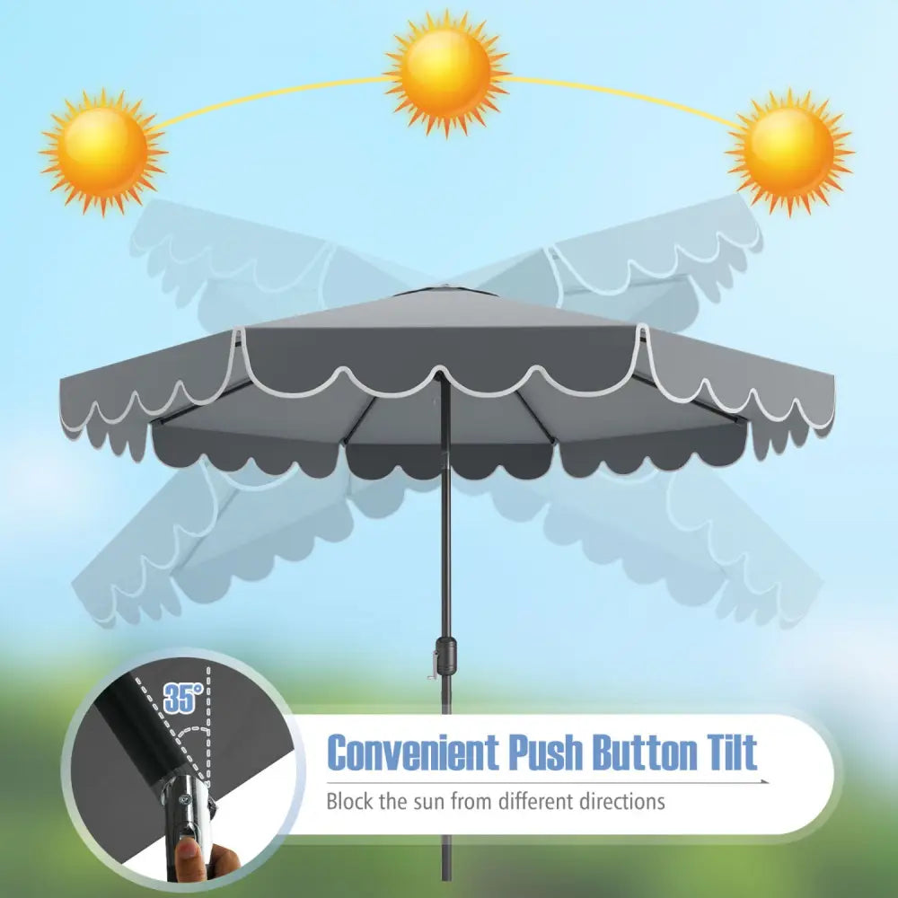 10 Feet Patio Umbrella Outdoor Market Umbrella with Crank Tilt Adjustment-Gray - Gray - Outdoor Umbrellas