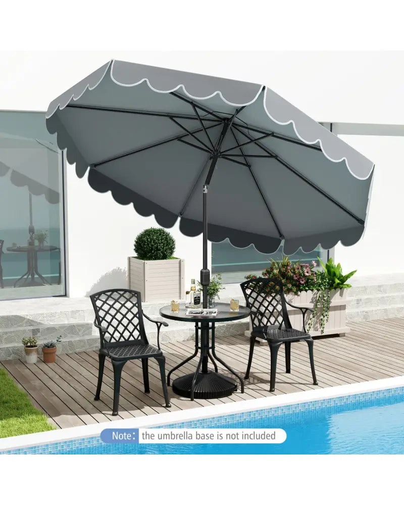 10 Feet Patio Umbrella Outdoor Market Umbrella with Crank Tilt Adjustment-Gray - Gray - Outdoor Umbrellas