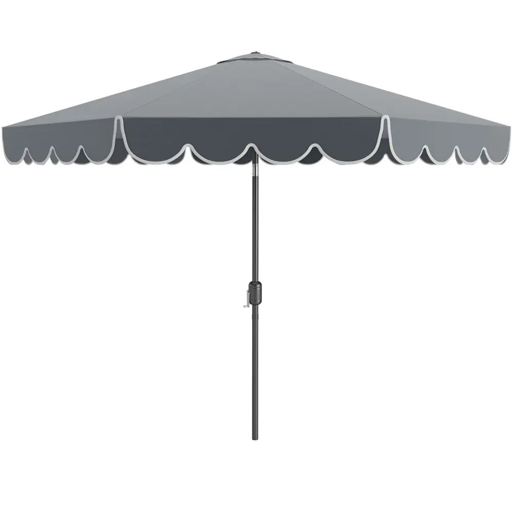 10 Feet Patio Umbrella Outdoor Market Umbrella with Crank Tilt Adjustment-Gray - Gray - Outdoor Umbrellas