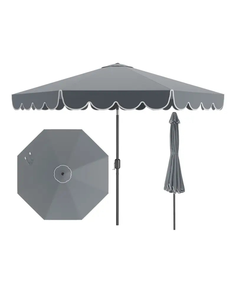 10 Feet Patio Umbrella Outdoor Market Umbrella with Crank Tilt Adjustment-Gray - Gray - Outdoor Umbrellas