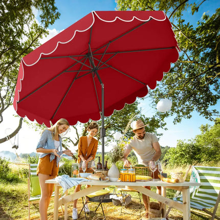 10 Feet Patio Umbrella Outdoor Market Umbrella with Crank Tilt Adjustment-Wine - Wine - Outdoor Umbrellas