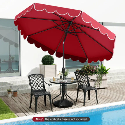 10 Feet Patio Umbrella Outdoor Market Umbrella with Crank Tilt Adjustment-Wine - Wine - Outdoor Umbrellas