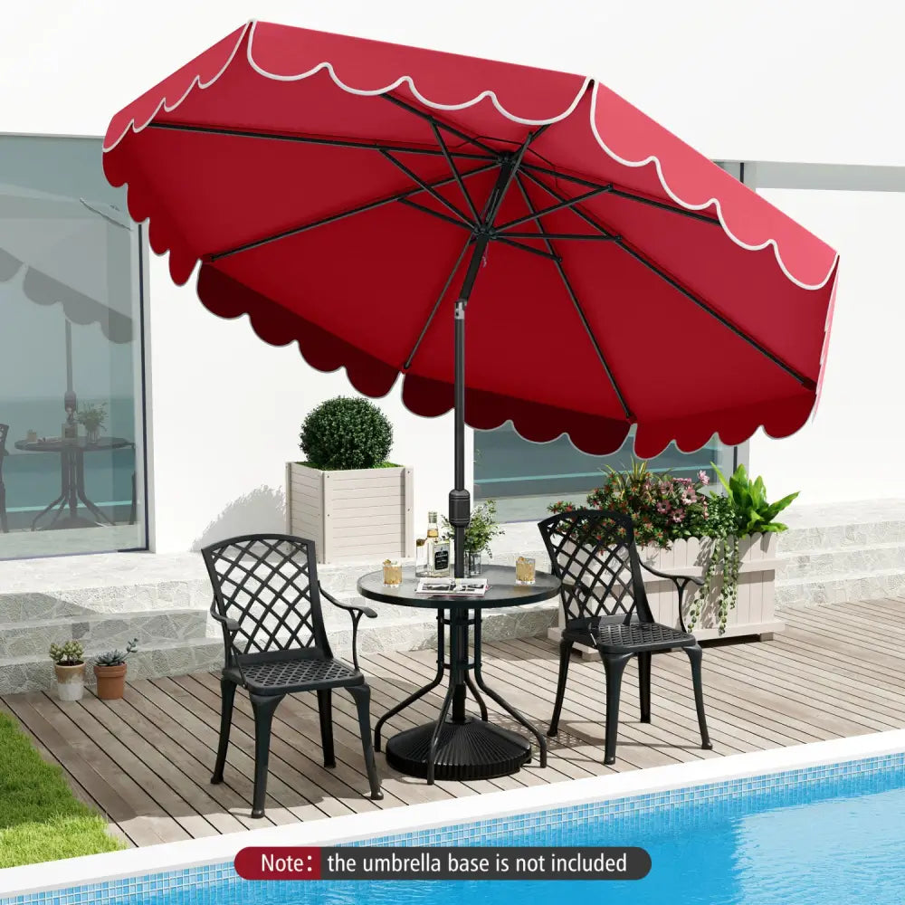 10 Feet Patio Umbrella Outdoor Market Umbrella with Crank Tilt Adjustment-Wine - Wine - Outdoor Umbrellas