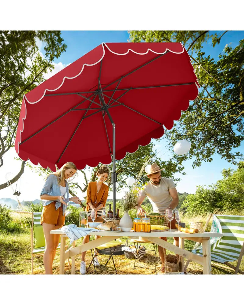 10 Feet Patio Umbrella Outdoor Market Umbrella with Crank Tilt Adjustment-Wine - Wine - Outdoor Umbrellas