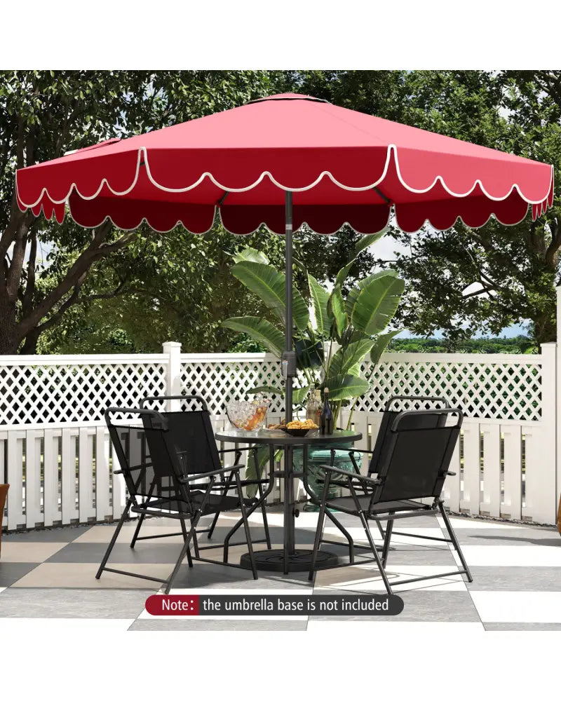 10 Feet Patio Umbrella Outdoor Market Umbrella with Crank Tilt Adjustment-Wine - Wine - Outdoor Umbrellas