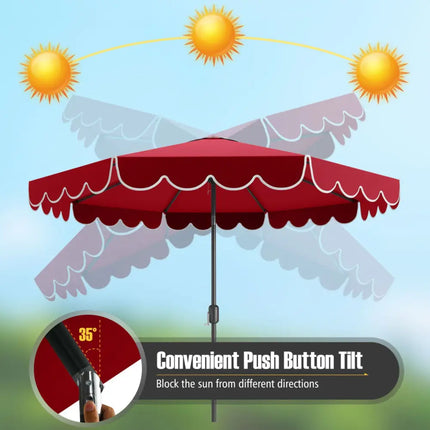 10 Feet Patio Umbrella Outdoor Market Umbrella with Crank Tilt Adjustment-Wine - Wine - Outdoor Umbrellas