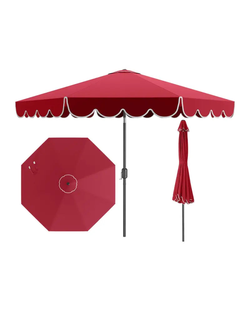 10 Feet Patio Umbrella Outdoor Market Umbrella with Crank Tilt Adjustment-Wine - Wine - Outdoor Umbrellas