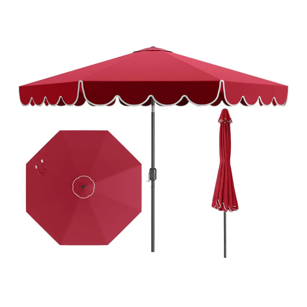 10 Feet Patio Umbrella Outdoor Market Umbrella with Crank Tilt Adjustment-Wine - Wine - Outdoor Umbrellas