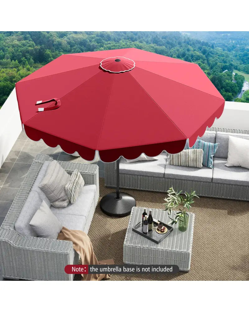 10 Feet Patio Umbrella Outdoor Market Umbrella with Crank Tilt Adjustment-Wine - Wine - Outdoor Umbrellas
