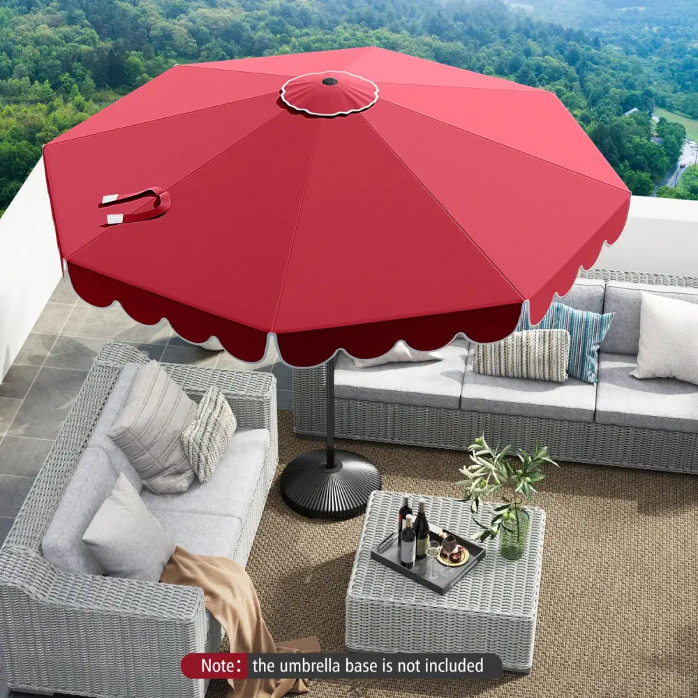 10 Feet Patio Umbrella Outdoor Market Umbrella with Crank Tilt Adjustment-Wine - Wine - Outdoor Umbrellas