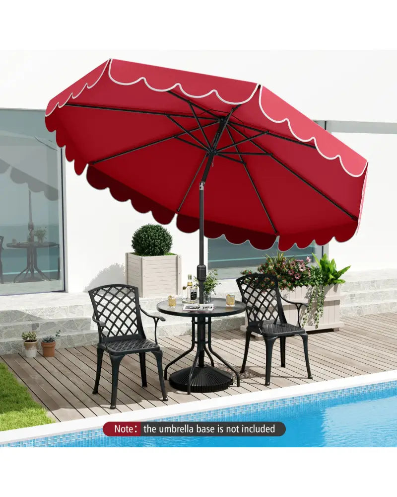 10 Feet Patio Umbrella Outdoor Market Umbrella with Crank Tilt Adjustment-Wine - Wine - Outdoor Umbrellas