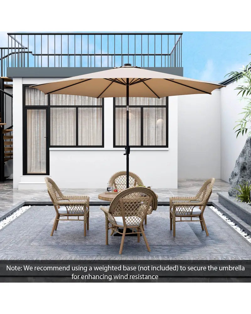 10 Feet Patio Umbrella with 112 Solar Lights and Crank Handle-Beige - Beige - Outdoor Umbrellas