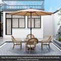 10 Feet Patio Umbrella with 112 Solar Lights and Crank Handle-Beige - Beige - Outdoor Umbrellas