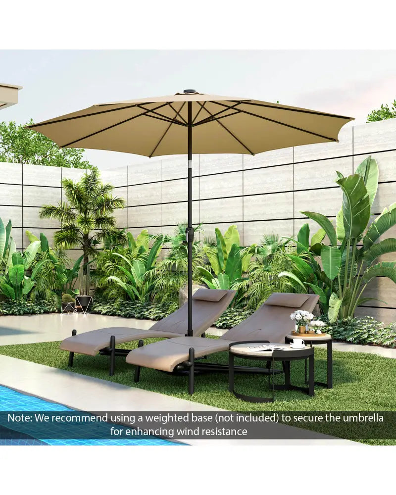 10 Feet Patio Umbrella with 112 Solar Lights and Crank Handle-Beige - Beige - Outdoor Umbrellas