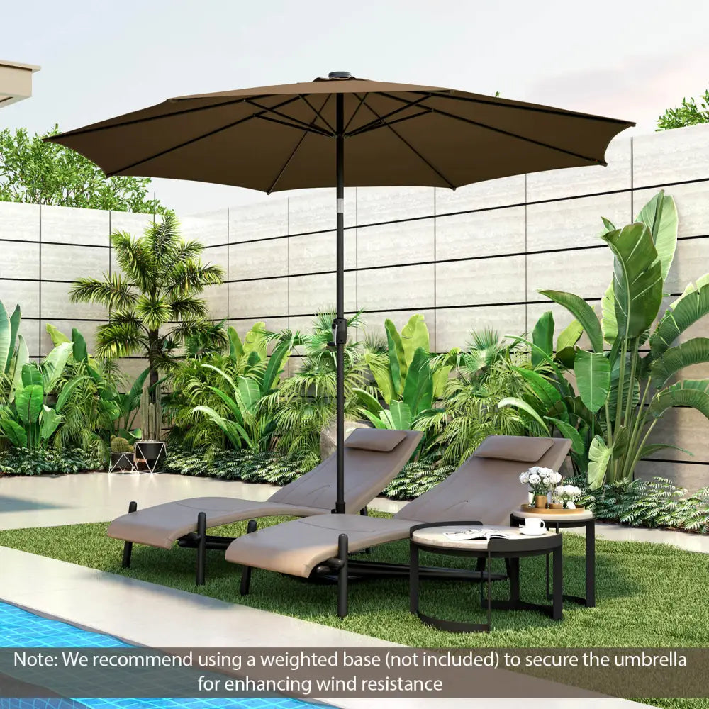 10 Feet Patio Umbrella with 112 Solar Lights and Crank Handle-Coffee - Coffee - Outdoor Umbrellas