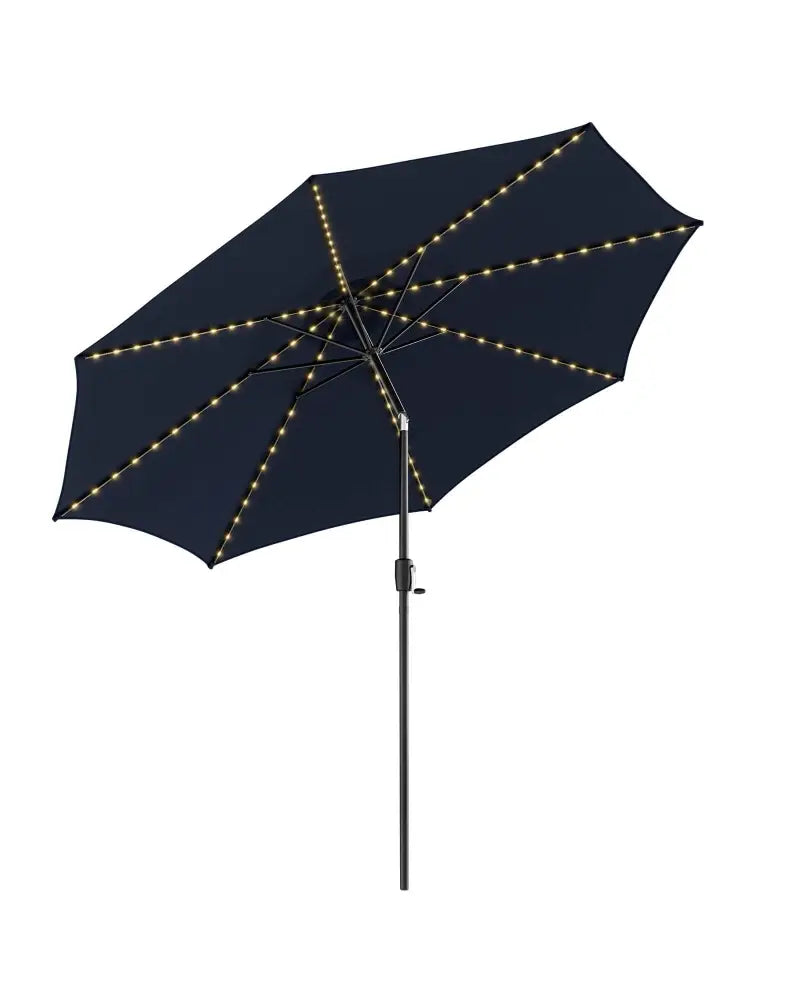 10 Feet Patio Umbrella with 112 Solar Lights and Crank Handle-Navy - Navy - Outdoor Umbrellas
