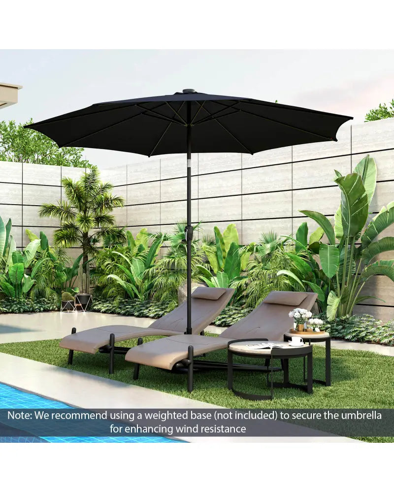 10 Feet Patio Umbrella with 112 Solar Lights and Crank Handle-Navy - Navy - Outdoor Umbrellas