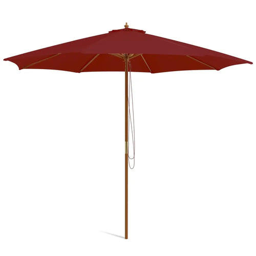 10 Feet Patio Umbrella with 8 Wooden Ribs and 3 Adjustable Heights-Wine - Wine - Outdoor Umbrellas