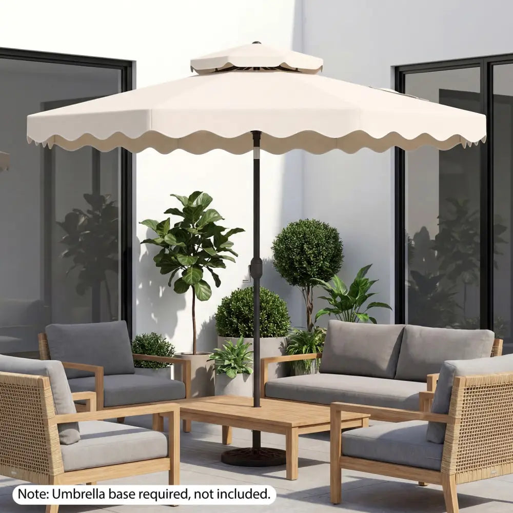 10 Feet Patio Umbrella with Push Button Tilt and Crank-Beige - Beige - Outdoor Umbrellas