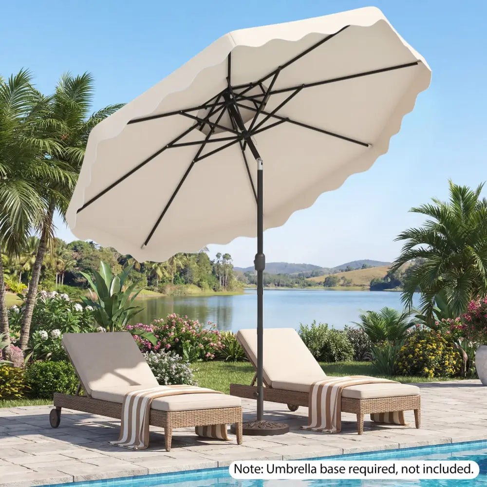 10 Feet Patio Umbrella with Push Button Tilt and Crank-Beige - Beige - Outdoor Umbrellas
