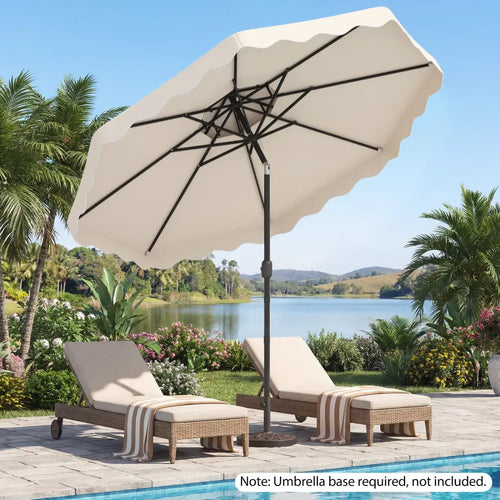 10 Feet Patio Umbrella with Push Button Tilt and Crank-Beige - Beige - Outdoor Umbrellas