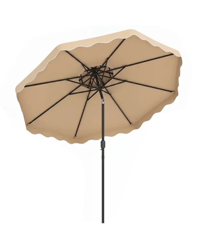 10 Feet Patio Umbrella with Push Button Tilt and Crank-Beige - Beige - Outdoor Umbrellas